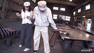 Bosses Fuck Asian Skinny Welder Teen Aoi in Threesome and Squirt Uncensored