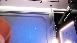 Big tit asian girlfriend screwing sex toy with erect nipples