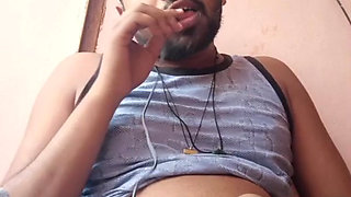 First feel than react with masterbate untill water not came out and then horny with pee