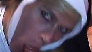 Slutty Nun Rims Fat Ass While Blonde Deepthroats in Wild Orgy