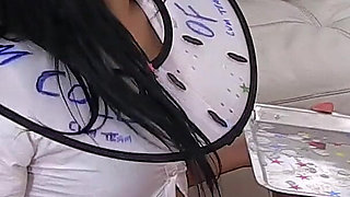 Ebony Teen Cum Slut Chanelle Santos Sucks and Fucks Older Swinger Guys and Collects Their Cum