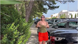 Hot Girl No Panties No Bra Flashing Pussy And Tits In Public Outdoor