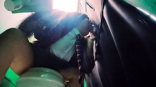 Glory hole blonde blowjob slut double facial