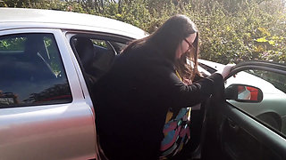 BBW SSBBW struggles to fit in car + bloopers