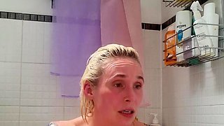 Blonde Chikita shows off her big boobs and bush