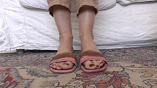 Arousing, Mature Feet in Flat Mules Make You Weak, Lady Victoria Valente