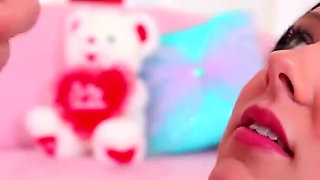 Cute 18 year old teen Ivy Winters big cock POV blowjob and facial
