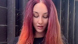 Smoking Outdoor Along Hair Fetish and Boobs Flash