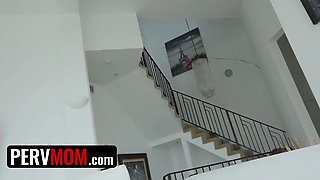 Pervmom - nefarious stepmom titty-fucks her stepson's sausage and swallows his gooey cream
