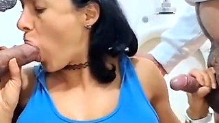 Threesome MMF Hmh with a Whore in the Bathroom of the Gym Gym
