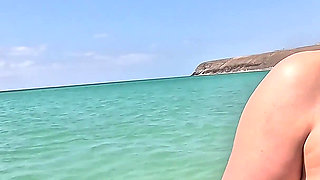 Naughty Blonde Pees in the Ocean Outdoor and Swimming Underwater