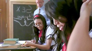 Hard Sex Lesson For Two Asian 20yo Schoolgirls - Petite Brunettes In Cosplay Threesome
