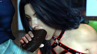 MILF Anna Sucking Old Man Huge Black Cock in Bar and Cum Swallows