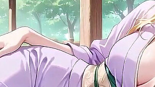 Blonde Boss in a Wet Purple Robe! Languidly Switching Between the Japanese Garden and Her Private Bedroom