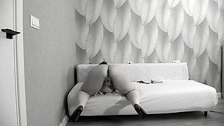 A mature BBW nurse with big, plump tits fucks a dildo to