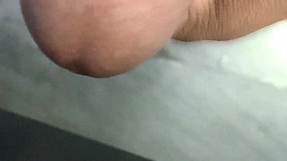 I was alone in the tolet and the monster inside me was getting hard and it wanted to release the slimy stuff in it