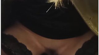 Horny German Model In Public Toilet Enjoys And Pisses And Watched By Worker With Leather
