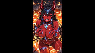 Demon girl in a lava bath (Ai animation)