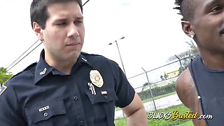 Horny Uniformed Cops Fuck a Black Studs Massive Cock in Steamy Police Reality Threesome for Wild