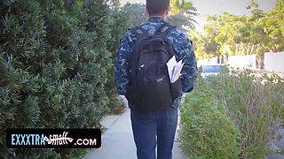 Exxxtra petite - tiny babe leaps on her gigantic stepbro and wraps her juicy lips around his giant rod