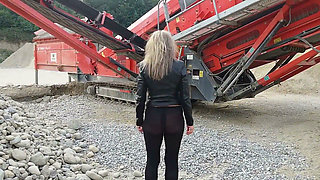 Grandma Is Walking Around in a Gravel Pit Wearing Sheer Leggings!