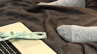 Small tit brunette gives a POV blowjob