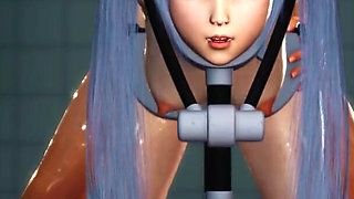 Fucking machine. Japanese college girl gets fucked hard in the kitchen