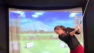 Trying to Golf in a Simulator with My Lush in! Trying Not to Cum While I Swing!