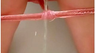 Hairy Milf Pisses In The Toilet With Her Fat Booty Spread And Wetting Pink Panties