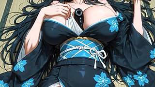 Edo town brothel huge breasts oiran kimono