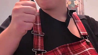 Busty Blue-haired Girl Smoking