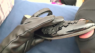My wife's first extreme shoe-gagging experience, and she insists on muliple cumshots on her patent ballerina shoes 35