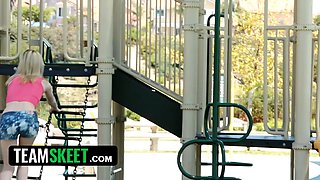 Teamskeet - small blondie gets her Tight Pussy fucked hard after losing catch me game