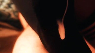 Real Couple: Blowjob to Black Nylon Footjob, Huge Cumshot All Over My Pantyhose Tights