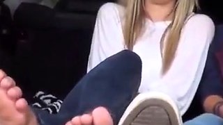 Foot Fetish Fun in the Car with My Amateur Slave