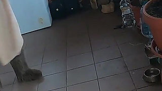 Golden Dress, Fur & Smoking - Hairy Pussy, Deep Blowjob & Hard Doggy on a Freezer