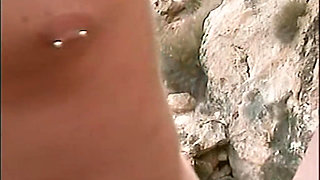Horny Redhead Babe Fingers Pussy on Wild Beach