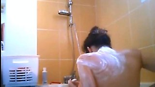 peeping at showering beautiful stepmom