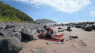 Whispers on a Wind-Kissed Shore Ebony Swan rides white dick...HARD