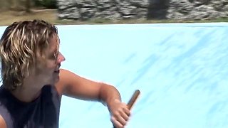 Mario McCabe Barebacks Blond Boys Hot Pool Fuck with His Buddy