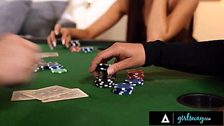 Girlsway - cougar Charlie Forde hosts strip poker with hayley davies & Vanna Bardot after husband leaves