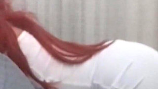 MILF in Sexy Clothes Take a Cock in Her Mouth and Cum on Her Tongue