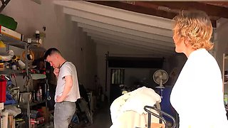 Oldnanny Mature Granny Seduces Horny Stud In Garage