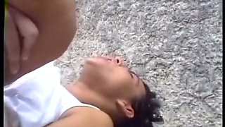 Hairy brunette babe gets plowed in her butt hole in close up