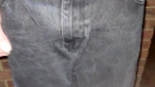 Wet jeans i cant hold my pee whithout touching my dick