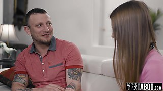 Teenie catches and smashes her lounging step-dad