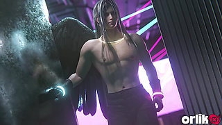 Tifa Lockhart Invites Two Guys to Fuck in the Club Private Room - 3D Animation