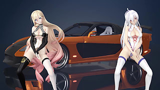 Chocolate Cream Duet Striptease; Black Stockings; White Stockings; Racing Leotards