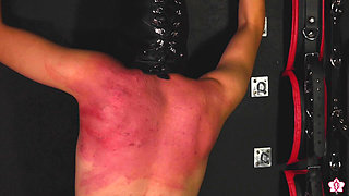 Slave Mila's Caning and Whipping Punishment in Double Domination by Mistress Roxy and Lady Amber