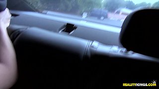Latina Street Seduction with Alyssa Bradyn in Car Passion